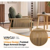 image:imageVINGLI Boho Braid Accent Armchairs Set of 2MidCentury Modern Chiars with Solid Wooden ArmrestComfy Louge Cushion Chairs with Waist Pillow for BedroomLiving RoomReading Room Gray BeigeChenille Dark Green