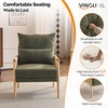 image:imageVINGLI Boho Braid Accent Armchairs Set of 2MidCentury Modern Chiars with Solid Wooden ArmrestComfy Louge Cushion Chairs with Waist Pillow for BedroomLiving RoomReading Room Gray BeigeChenille Dark Green