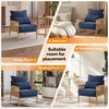 image:imageVINGLI Boho Braid Accent Armchairs Set of 2MidCentury Modern Chiars with Solid Wooden ArmrestComfy Louge Cushion Chairs with Waist Pillow for BedroomLiving RoomReading Room Gray BeigeChenille Blue