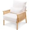image:imageVINGLI Boho Braid Accent Armchairs Set of 2MidCentury Modern Chiars with Solid Wooden ArmrestComfy Louge Cushion Chairs with Waist Pillow for BedroomLiving RoomReading Room Gray BeigeChenille Beige