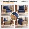 image:imageVINGLI Boho Braid Accent Armchairs Set of 2MidCentury Modern Chiars with Solid Wooden ArmrestComfy Louge Cushion Chairs with Waist Pillow for BedroomLiving RoomReading Room Gray BeigeChenille Blue