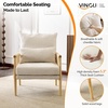 image:imageVINGLI Boho Braid Accent Armchairs Set of 2MidCentury Modern Chiars with Solid Wooden ArmrestComfy Louge Cushion Chairs with Waist Pillow for BedroomLiving RoomReading Room Gray BeigeChenille Gray Beige