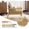 image:imageVINGLI Boho Braid Accent Armchairs Set of 2MidCentury Modern Chiars with Solid Wooden ArmrestComfy Louge Cushion Chairs with Waist Pillow for BedroomLiving RoomReading Room Gray BeigeChenille Gray Beige