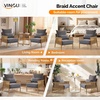image:imageVINGLI Boho Braid Accent Armchairs Set of 2MidCentury Modern Chiars with Solid Wooden ArmrestComfy Louge Cushion Chairs with Waist Pillow for BedroomLiving RoomReading Room Gray BeigeChenille Gray