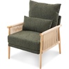 image:imageVINGLI Boho Braid Accent Armchairs Set of 2MidCentury Modern Chiars with Solid Wooden ArmrestComfy Louge Cushion Chairs with Waist Pillow for BedroomLiving RoomReading Room Gray BeigeChenille Dark Green