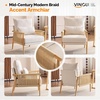 image:imageVINGLI Boho Braid Accent Armchairs Set of 2MidCentury Modern Chiars with Solid Wooden ArmrestComfy Louge Cushion Chairs with Waist Pillow for BedroomLiving RoomReading Room Gray BeigeChenille Beige