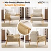 image:imageVINGLI Boho Braid Accent Armchairs Set of 2MidCentury Modern Chiars with Solid Wooden ArmrestComfy Louge Cushion Chairs with Waist Pillow for BedroomLiving RoomReading Room Gray BeigeChenille Gray Beige