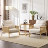image:imageVINGLI Boho Braid Accent Armchairs Set of 2MidCentury Modern Chiars with Solid Wooden ArmrestComfy Louge Cushion Chairs with Waist Pillow for BedroomLiving RoomReading Room Gray BeigeChenille Gray Beige