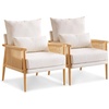 image:imageVINGLI Boho Braid Accent Armchairs Set of 2MidCentury Modern Chiars with Solid Wooden ArmrestComfy Louge Cushion Chairs with Waist Pillow for BedroomLiving RoomReading Room Gray BeigeChenille Beige