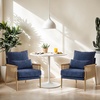 image:imageVINGLI Boho Braid Accent Armchairs Set of 2MidCentury Modern Chiars with Solid Wooden ArmrestComfy Louge Cushion Chairs with Waist Pillow for BedroomLiving RoomReading Room Gray BeigeChenille Blue