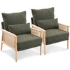 image:imageVINGLI Boho Braid Accent Armchairs Set of 2MidCentury Modern Chiars with Solid Wooden ArmrestComfy Louge Cushion Chairs with Waist Pillow for BedroomLiving RoomReading Room Gray BeigeChenille Dark Green