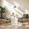 image:imageVINGLI Boho Braid Accent Armchairs Set of 2MidCentury Modern Chiars with Solid Wooden ArmrestComfy Louge Cushion Chairs with Waist Pillow for BedroomLiving RoomReading Room Gray BeigeChenille Dark Green