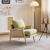 image:imageVINGLI Boho Rattan Braided Accent Chair with Solid Wood 315 Wide Armrests Chenille Upholstery Indoor Lounge Chair with Lumbar Pillow amp Rope Arms for Living Room Bedroom Reading Room Sage GreenSage Green