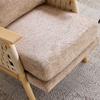 image:imageVINGLI Boho Rattan Braided Accent Chair with Solid Wood 315 Wide Armrests Chenille Upholstery Indoor Lounge Chair with Lumbar Pillow amp Rope Arms for Living Room Bedroom Reading Room Sage GreenKhaki