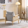image:imageVINGLI Boho Rattan Braided Accent Chair with Solid Wood 315 Wide Armrests Chenille Upholstery Indoor Lounge Chair with Lumbar Pillow amp Rope Arms for Living Room Bedroom Reading Room Sage GreenGray Beige