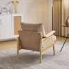 image:imageVINGLI Boho Rattan Braided Accent Chair with Solid Wood 315 Wide Armrests Chenille Upholstery Indoor Lounge Chair with Lumbar Pillow amp Rope Arms for Living Room Bedroom Reading Room Sage GreenKhaki