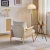 image:imageVINGLI Boho Rattan Braided Accent Chair with Solid Wood 315 Wide Armrests Chenille Upholstery Indoor Lounge Chair with Lumbar Pillow amp Rope Arms for Living Room Bedroom Reading Room Sage GreenBeige