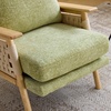 image:imageVINGLI Boho Rattan Braided Accent Chair with Solid Wood 315 Wide Armrests Chenille Upholstery Indoor Lounge Chair with Lumbar Pillow amp Rope Arms for Living Room Bedroom Reading Room Sage GreenSage Green
