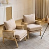 image:imageVINGLI Boho Rattan Braided Accent Chair with Solid Wood 315 Wide Armrests Chenille Upholstery Indoor Lounge Chair with Lumbar Pillow amp Rope Arms for Living Room Bedroom Reading Room Sage GreenKhaki