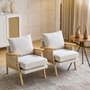 image:imageVINGLI Boho Rattan Braided Accent Chair with Solid Wood 315 Wide Armrests Chenille Upholstery Indoor Lounge Chair with Lumbar Pillow amp Rope Arms for Living Room Bedroom Reading Room Sage GreenBeige