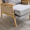 image:imageVINGLI Boho Rattan Braided Accent Chair with Solid Wood 315 Wide Armrests Chenille Upholstery Indoor Lounge Chair with Lumbar Pillow amp Rope Arms for Living Room Bedroom Reading Room Sage GreenGray Beige