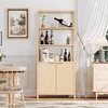 image:imageVINGLI Bookcase with Fluted Doors 71 Wood Storage Cabinet with Adjustable Shelves 6Tier Display Cabinet Bookshelf for Study Living Room Home Office Kitchen Pantry WalnutNature Oak