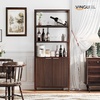 image:imageVINGLI Bookcase with Fluted Doors 71 Wood Storage Cabinet with Adjustable Shelves 6Tier Display Cabinet Bookshelf for Study Living Room Home Office Kitchen Pantry WalnutDark Walnut