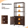 image:imageVINGLI Bookcase with Fluted Doors 71 Wood Storage Cabinet with Adjustable Shelves 6Tier Display Cabinet Bookshelf for Study Living Room Home Office Kitchen Pantry WalnutDark Walnut