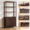 image:imageVINGLI Bookcase with Fluted Doors 71 Wood Storage Cabinet with Adjustable Shelves 6Tier Display Cabinet Bookshelf for Study Living Room Home Office Kitchen Pantry WalnutDark Walnut