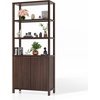 image:imageVINGLI Bookcase with Fluted Doors 71 Wood Storage Cabinet with Adjustable Shelves 6Tier Display Cabinet Bookshelf for Study Living Room Home Office Kitchen Pantry WalnutDark Walnut
