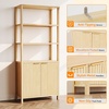 image:imageVINGLI Bookcase with Fluted Doors 71 Wood Storage Cabinet with Adjustable Shelves 6Tier Display Cabinet Bookshelf for Study Living Room Home Office Kitchen Pantry WalnutNature Oak