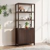 image:imageVINGLI Bookcase with Fluted Doors 71 Wood Storage Cabinet with Adjustable Shelves 6Tier Display Cabinet Bookshelf for Study Living Room Home Office Kitchen Pantry WalnutDark Walnut
