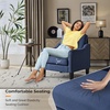 image:imageVINGLI Chair Navy Blue Upholstered Linen Accent Chair for Living Room Bedroom MidCentury Modern Arm Chair Comfy Reading Chair with Scooped Arms