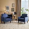 image:imageVINGLI Chair Navy Blue Upholstered Linen Accent Chair for Living Room Bedroom MidCentury Modern Arm Chair Comfy Reading Chair with Scooped Arms