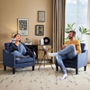 image:imageVINGLI Chair Navy Blue Upholstered Linen Accent Chair for Living Room Bedroom MidCentury Modern Arm Chair Comfy Reading Chair with Scooped Arms