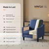 image:imageVINGLI Chair Navy Blue Upholstered Linen Accent Chair for Living Room Bedroom MidCentury Modern Arm Chair Comfy Reading Chair with Scooped Arms