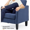 image:imageVINGLI Chair Navy Blue Upholstered Linen Accent Chair for Living Room Bedroom MidCentury Modern Arm Chair Comfy Reading Chair with Scooped Arms
