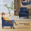 image:imageVINGLI Chair Navy Blue Upholstered Linen Accent Chair for Living Room Bedroom MidCentury Modern Arm Chair Comfy Reading Chair with Scooped Arms
