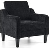 image:imageVINGLI Chair Olive Green Upholstered Chenille Accent Chair for Living Room Bedroom MidCentury Modern Arm Chair Comfy Reading Chair with Scooped ArmsBlack