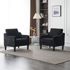 image:imageVINGLI Chair Olive Green Upholstered Chenille Accent Chair for Living Room Bedroom MidCentury Modern Arm Chair Comfy Reading Chair with Scooped ArmsBlack