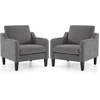 image:imageVINGLI Chair Olive Green Upholstered Chenille Accent Chair for Living Room Bedroom MidCentury Modern Arm Chair Comfy Reading Chair with Scooped ArmsLight Grey