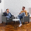 image:imageVINGLI Chair Olive Green Upholstered Chenille Accent Chair for Living Room Bedroom MidCentury Modern Arm Chair Comfy Reading Chair with Scooped ArmsLight Grey