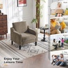 image:imageVINGLI Chair Olive Green Upholstered Chenille Accent Chair for Living Room Bedroom MidCentury Modern Arm Chair Comfy Reading Chair with Scooped ArmsLight Brown