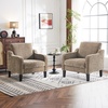 image:imageVINGLI Chair Olive Green Upholstered Chenille Accent Chair for Living Room Bedroom MidCentury Modern Arm Chair Comfy Reading Chair with Scooped ArmsLight Brown