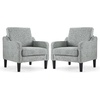 image:imageVINGLI Chair Olive Green Upholstered Chenille Accent Chair for Living Room Bedroom MidCentury Modern Arm Chair Comfy Reading Chair with Scooped ArmsLight Gray