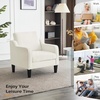 image:imageVINGLI Chair Olive Green Upholstered Chenille Accent Chair for Living Room Bedroom MidCentury Modern Arm Chair Comfy Reading Chair with Scooped ArmsWhite