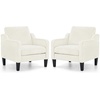 image:imageVINGLI Chair Olive Green Upholstered Chenille Accent Chair for Living Room Bedroom MidCentury Modern Arm Chair Comfy Reading Chair with Scooped ArmsWhite