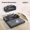image:imageVINGLI Convertible Futon Sofa Bed Upholstered Corduroy Boneless Couch King Size Floor Loveseat Sleeper Sofa with 2in1 Throw Pillow amp Blanket Couches for Living Room Bedroom Lounge GreenDark Grey