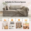 image:imageVINGLI Convertible Futon Sofa Bed Upholstered Corduroy Boneless Couch King Size Floor Loveseat Sleeper Sofa with 2in1 Throw Pillow amp Blanket Couches for Living Room Bedroom Lounge GreenGrey