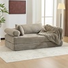 image:imageVINGLI Convertible Futon Sofa Bed Upholstered Corduroy Boneless Couch King Size Floor Loveseat Sleeper Sofa with 2in1 Throw Pillow amp Blanket Couches for Living Room Bedroom Lounge GreenGrey